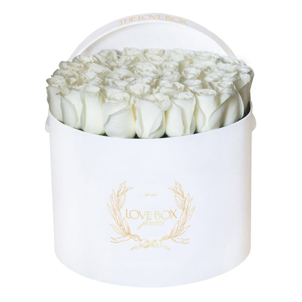 White Roses in Large White Box