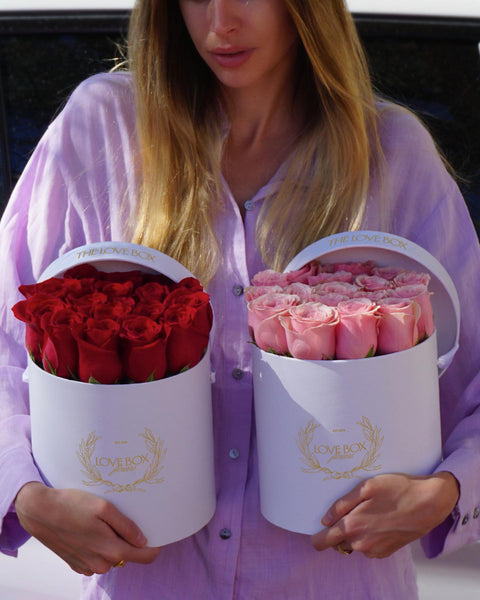 Classic Red Roses in Medium White Box