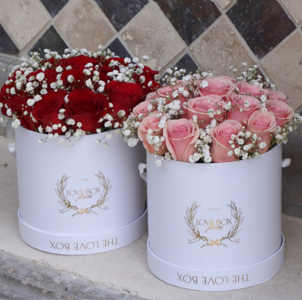 Fresh Roses & Baby Breath in Medium Box