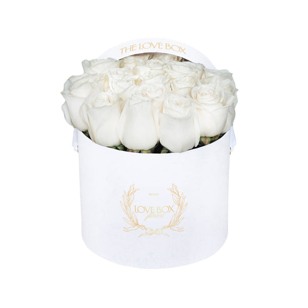 White Roses in Medium Black Box