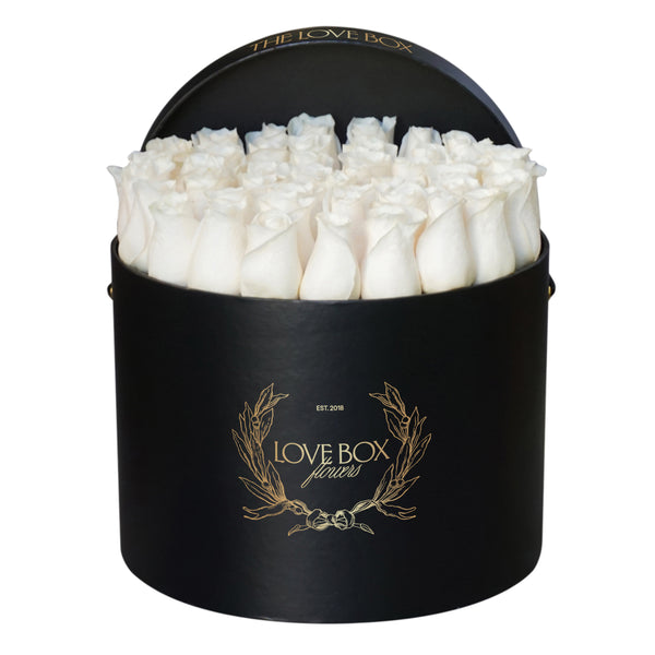 White Roses in Large Black Box