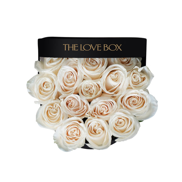 White Roses in Medium Black Box