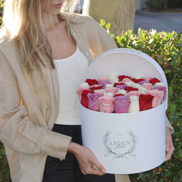Baby Pink, White, Violet & Red in Large Box