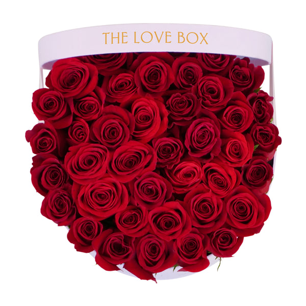 Classic Red Roses in Large Pink Suede Box