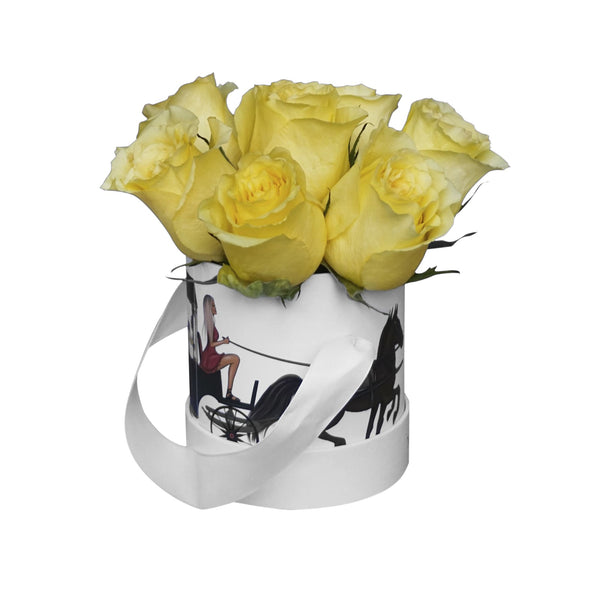 Yellow Roses in Illustrated Mini Box