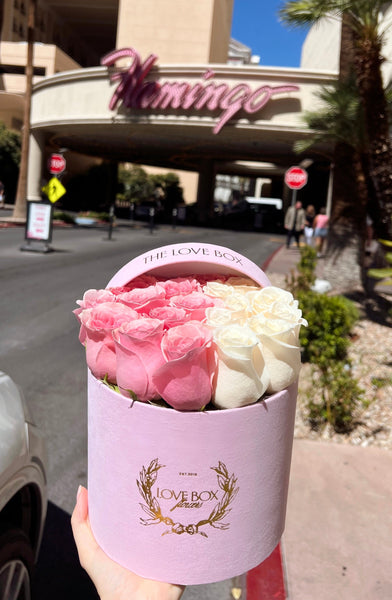 Pink and White Roses in Medium Box