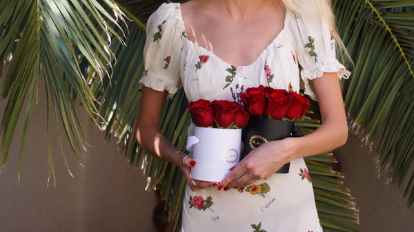 Red Roses in Mini White Box