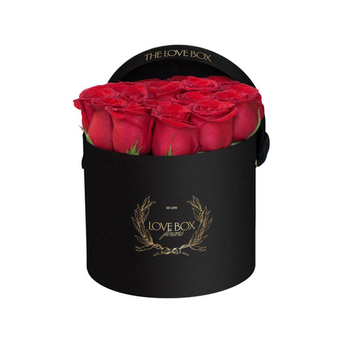 Red Roses in Medium Black Box