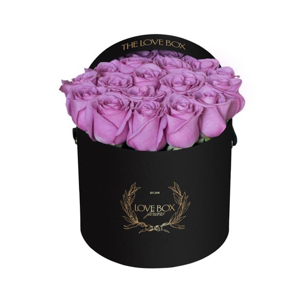 Violet Roses in Medium Black Box