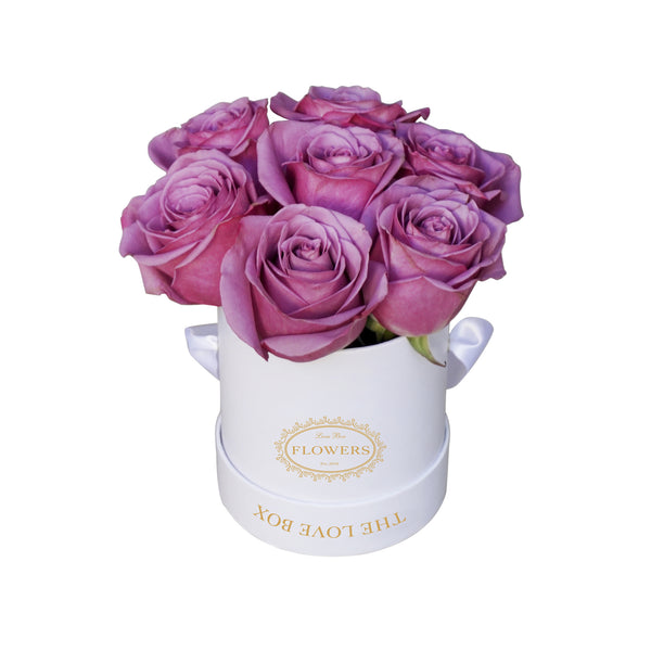 Violet Roses in Mini White Box