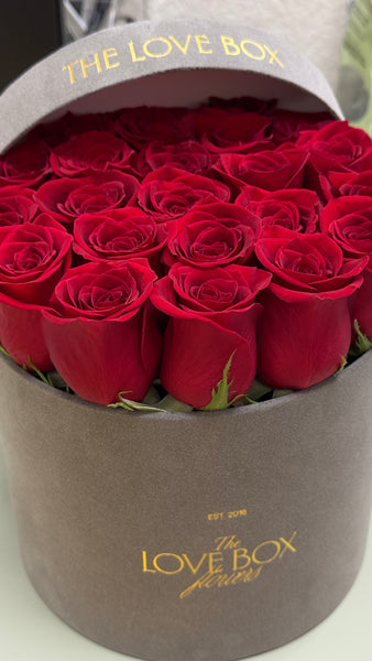 Red Roses in Medium Grey Suede Box *NEW*