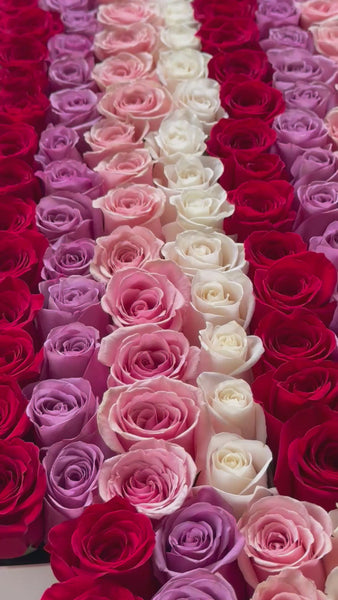 Rainbow Roses in Medium Square Box