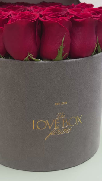 Red Roses in Medium Grey Suede Box *NEW*