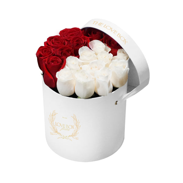 Red & White Roses in Medium Box