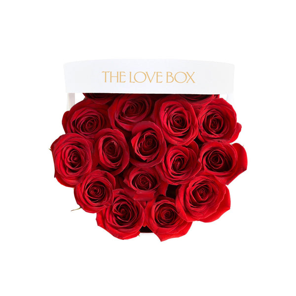 Classic Red Roses in Medium White Box