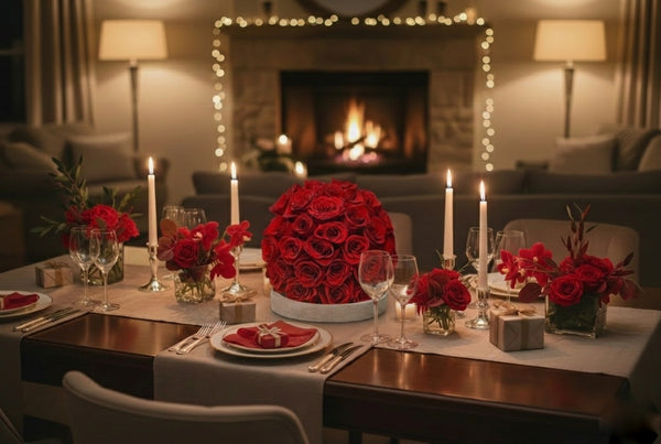 Fresh Rose Ball Arrangement on Disk Vase