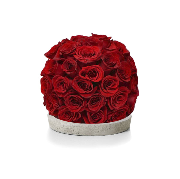 Fresh Rose Ball Arrangement on Disk Vase