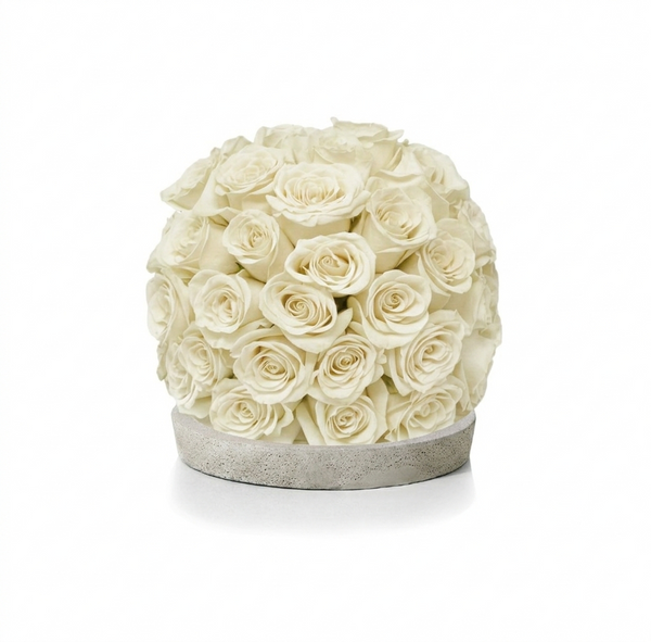 Fresh Rose Ball Arrangement on Disk Vase
