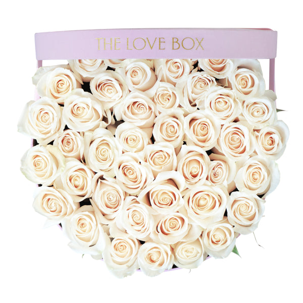 White Roses in Large Pink Suede Box