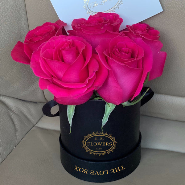 Hot Pink Roses in Mini Box