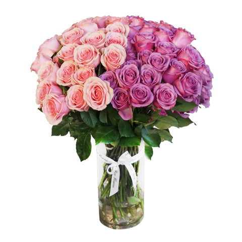 Pink & Violet Rose Bouquet in Vase