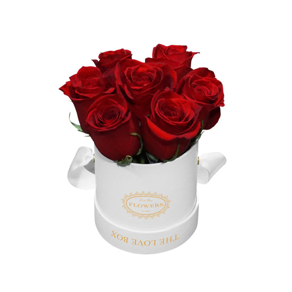 Red Roses in White Mini Box