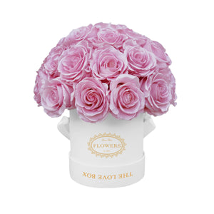 Pink Long Life Roses in White Box