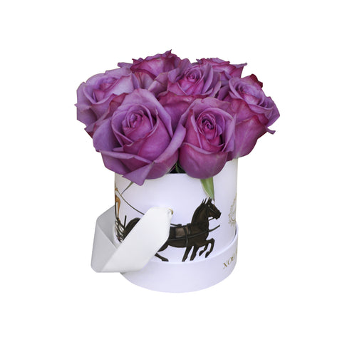 Violet Roses in Illustrated Mini Box