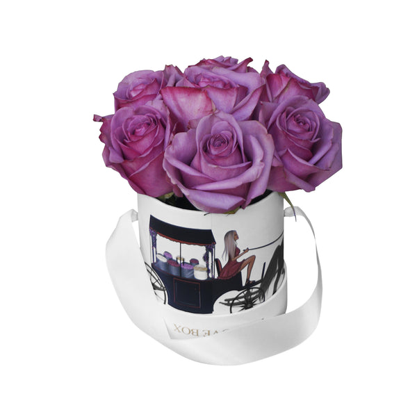 Violet Roses in Illustrated Mini Box