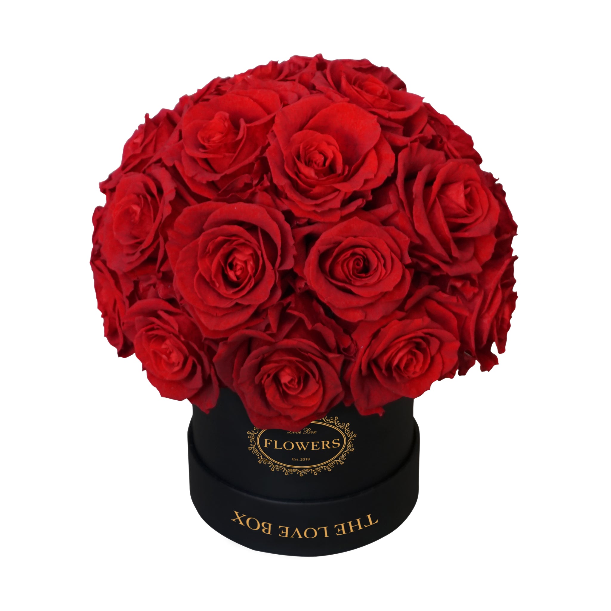 Classic Red Long Life Roses in Black Box