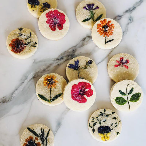 Flower Pressed Shortbread Cookies (1 dozen)