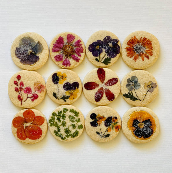 Flower Pressed Shortbread Cookies (1 dozen)