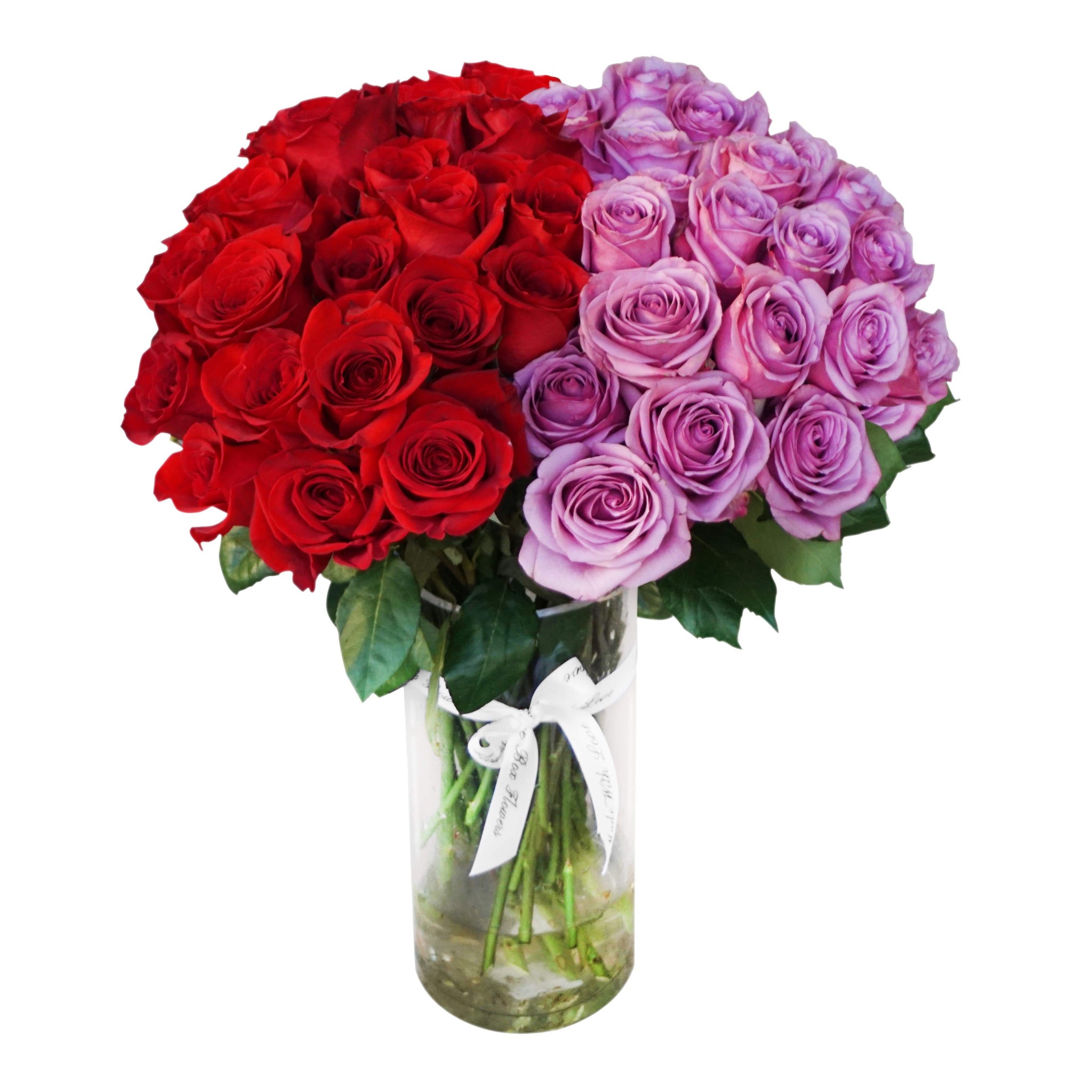 Red & Violet Rose Bouquet in Vase