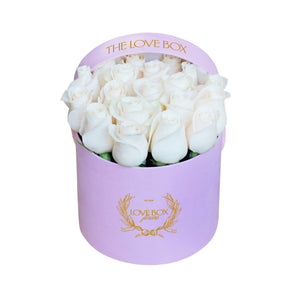 White Roses in Medium Pink Suede Box